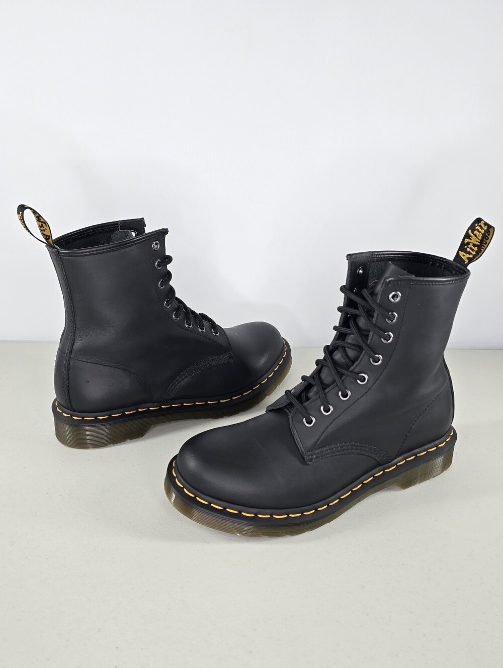 Dr. Martens 1460 Black Nappa Leather Lace Up Combat Boots Women's Size 9